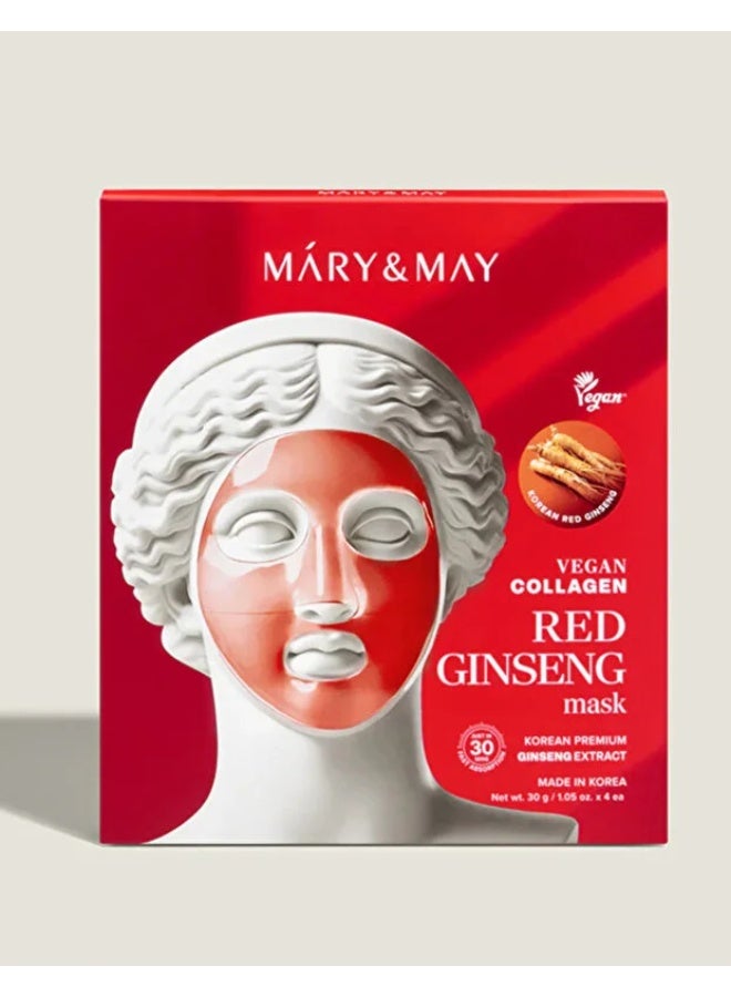 MARY & MAY Vegan Collagen Red Ginseng Mask (30g x4)