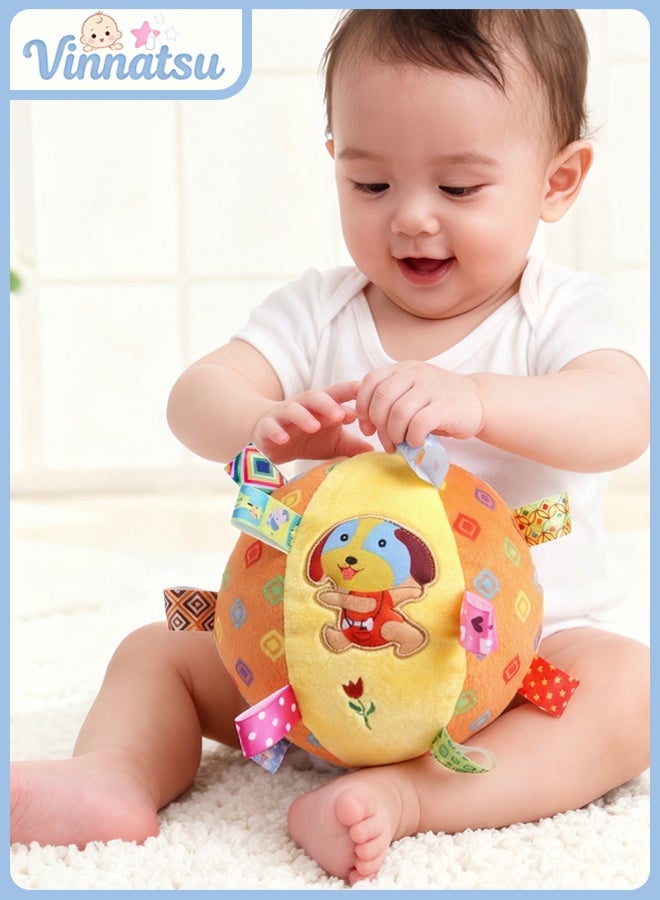 Vinnatsu Baby Rattle Ball Toy Montessori Grasping Ball with Rattle, Sensory Toys for Babies 0-12 Months, Soft Plush Cloth Teething Toy for Infants, Early Development Educational Baby Toy, Gift for Newborn 3 6 9 Month Old - Image 1