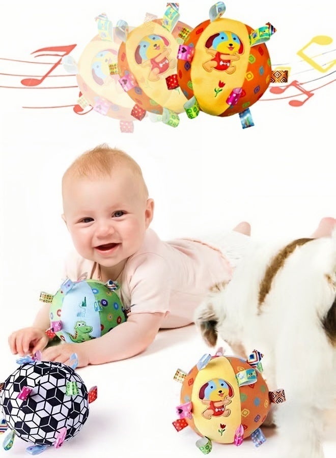 Vinnatsu Baby Rattle Ball Toy Montessori Grasping Ball with Rattle, Sensory Toys for Babies 0-12 Months, Soft Plush Cloth Teething Toy for Infants, Early Development Educational Baby Toy, Gift for Newborn 3 6 9 Month Old - Image 4