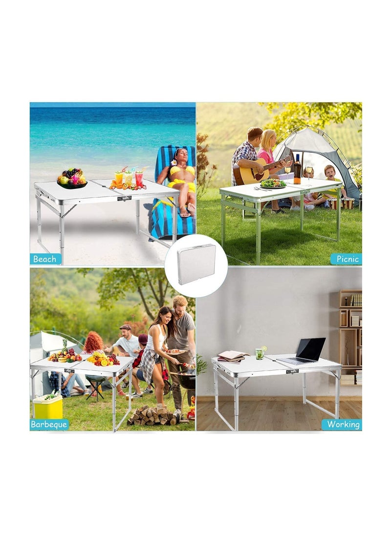 Organized Home Folding Camping Picnic Table Portable Outdoor Aluminum Table 4 Stools 3 Adjustable Heights Lightweight Dining Table for Grill BBQ Backyard and Beach - Image 5