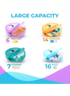 BTFMEI Pill Case, Weekly Pill Box, Portable Pill Organizer, Food Grade Material, Daily Compact Travel Medicine Holder for Vitamins, Medication, Supplements and Fish Oils (Multicolor)  - Image 2
