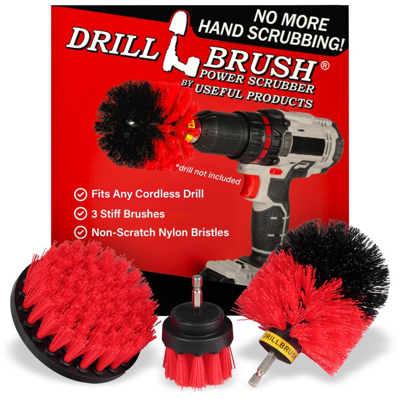 Drillbrush Heavy Duty Stiff Bristle Brush Kit – Power Scrubber Attachment for Concrete, Brick, Siding, Stone, Driveways, Fireplaces, Hard Water Stains, Gravestone & Cemetery Headstone Cleaning Brushes - Image 1