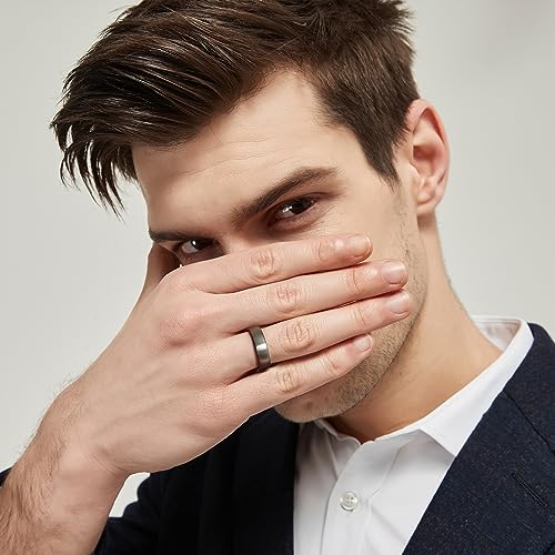 TRUMIUM 6mm Black Grey Tungsten Carbide Rings for Men Women Brushed Dome Wedding Band Size 9.5 - Image 5