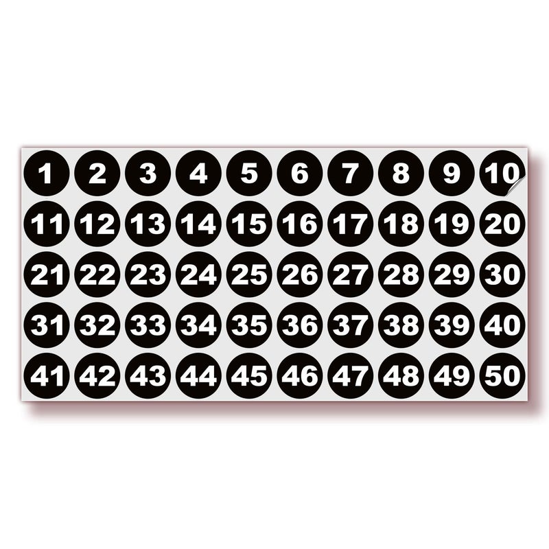 iSYFIX Black Consecutive Number Stickers â€“ 1 to 50, 1-inch, 1 Set â€“ Vinyl Self Adhesive Premium Decal Ideal for Inventory, Storage, Organizing, Boxes, Bins, Toolbox, Lockers & More, Indoor/Outdoor - Image 1
