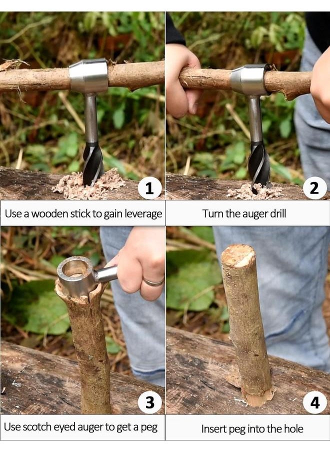 yongsheng - Survival Tool for Bushcraft Settlers, Manual Drill Wrench, Eye Auger Drill and Hand Hole Maker with Protective Case and Hook - Image 1