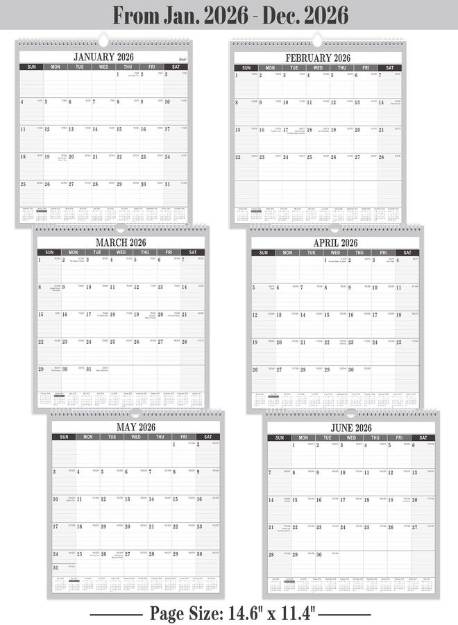 Feteulo 2026 Calendar - 2026 Wall Calendar, Jan. 2026 - Dec. 2026, 14.6'' x 11.4", Large Wall Calendar with Highlighted Holidays, Twin-Wire Binding, Calendar for Planning - Image 5