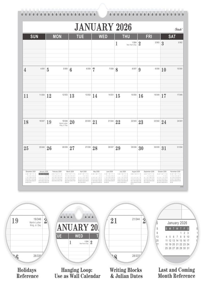 Feteulo 2026 Calendar - 2026 Wall Calendar, Jan. 2026 - Dec. 2026, 14.6'' x 11.4", Large Wall Calendar with Highlighted Holidays, Twin-Wire Binding, Calendar for Planning - Image 3
