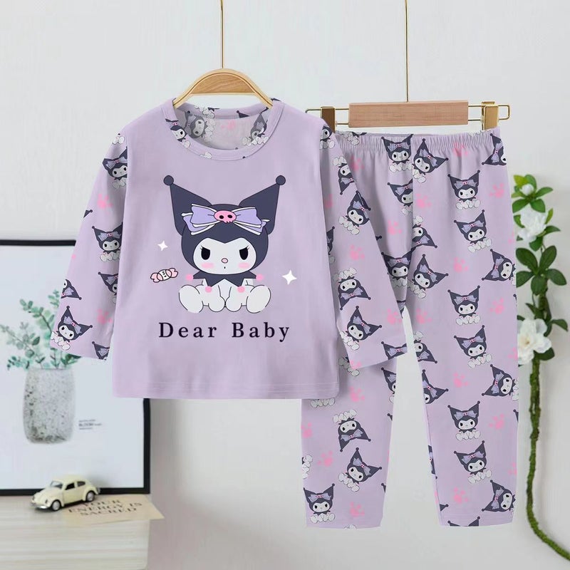 Southeast Asia Children'S Pajamas Long-Sleeved Girls Middle And Big Children'S Thin Cartoon Baby Girls Home Clothes Suit - Image 4