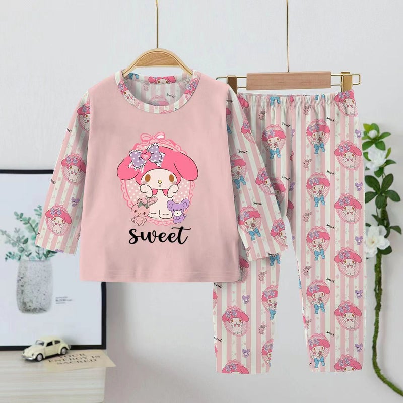 Southeast Asia Children'S Pajamas Long-Sleeved Girls Middle And Big Children'S Thin Cartoon Baby Girls Home Clothes Suit - Image 5