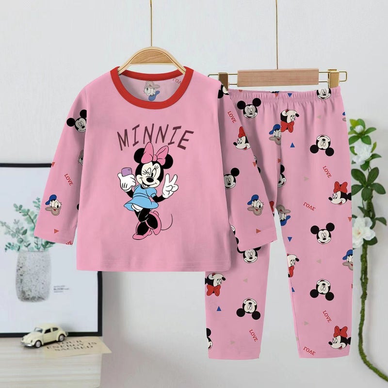Southeast Asia Children'S Pajamas Long-Sleeved Girls Middle And Big Children'S Thin Cartoon Baby Girls Home Clothes Suit - Image 2