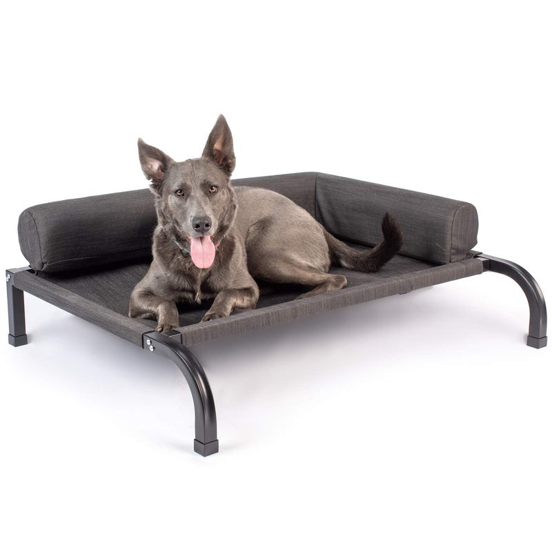 PetFusion Ultimate Elevated Outdoor Dog Bed Large or Extra Large Durable Steel Frame 370 GSM Breathable Water Resistant Polyester Incl Protective Cover 12 Month Warranty Dark Grey