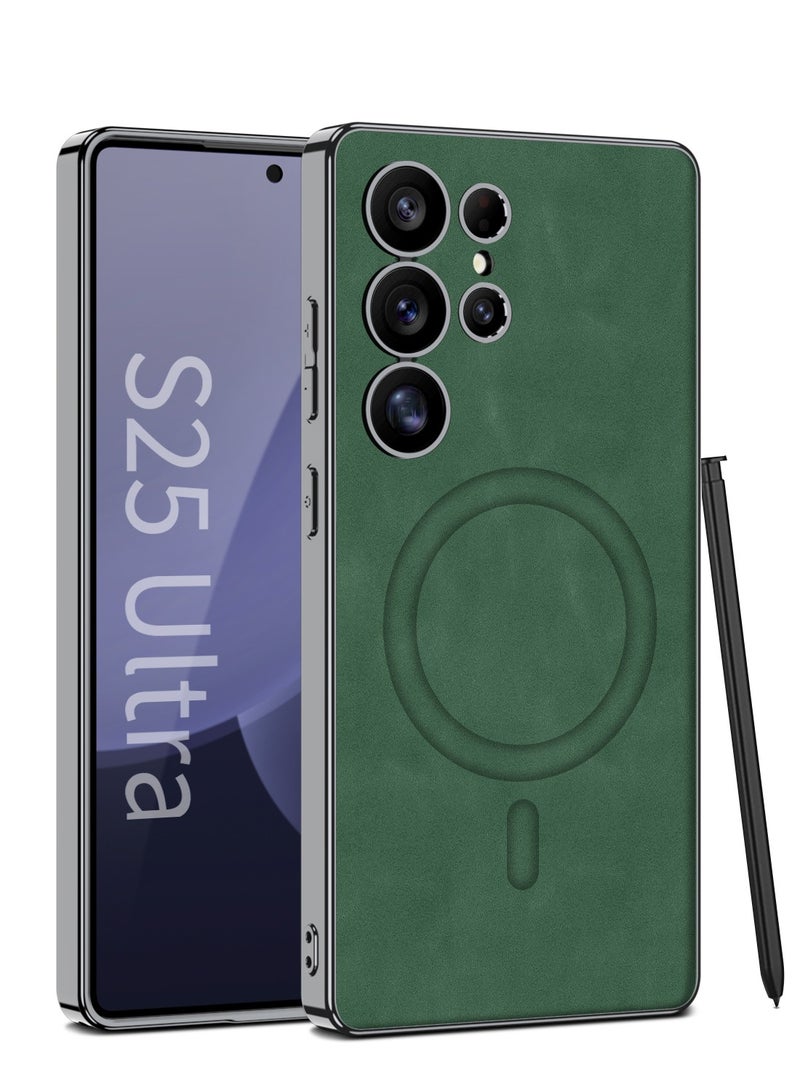 GKK Luxury Matte Leather Case for Samsung Galaxy S25 Ultra (2025) , Ultra-Thin, Anti-Drop, All-Round Protection Phone Cover Support MagSafe Wireless Charging with Pen Slot Design - Pen Not Included - Image 1