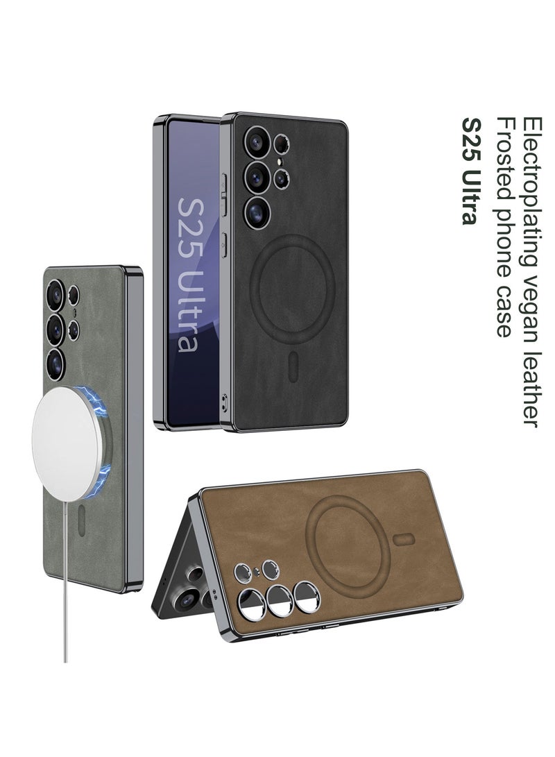 GKK Luxury Matte Leather Case for Samsung Galaxy S25 Ultra (2025) , Ultra-Thin, Anti-Drop, All-Round Protection Phone Cover Support MagSafe Wireless Charging with Pen Slot Design - Pen Not Included - Image 2