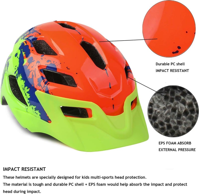 EXCLUSKY Kids Helmet, Exclusky Kids Bike Helmet Adjustable Safety Lightweight Children Bicycle Helmet for Kids Skating Cycling Scooter Boys and Girls Bicycle Helmets Ages 5-14 - Image 3