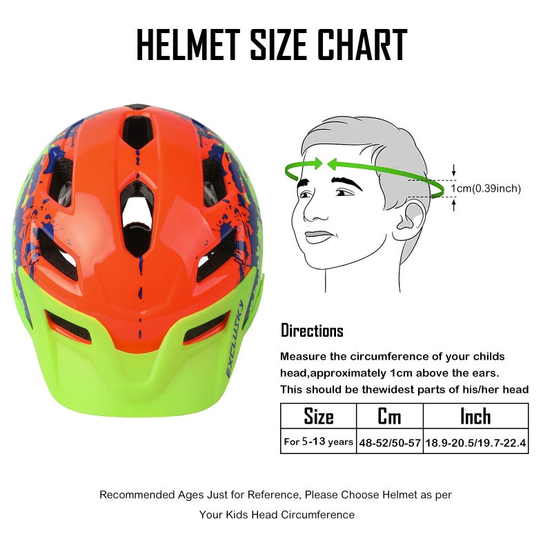 EXCLUSKY Kids Helmet, Exclusky Kids Bike Helmet Adjustable Safety Lightweight Children Bicycle Helmet for Kids Skating Cycling Scooter Boys and Girls Bicycle Helmets Ages 5-14 - Image 2