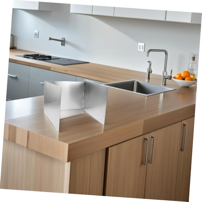 Shock rubber edge Healifty Kitchen Oil Baffle Splatter Guard Kitchen Grease Guard Metal Splatter Screen Stove Top Barrier Oil-splash Boards for Home Stainless Cook Barrier Oil Baffles Stainless Steel Silver Global trendy simple build - Image 5