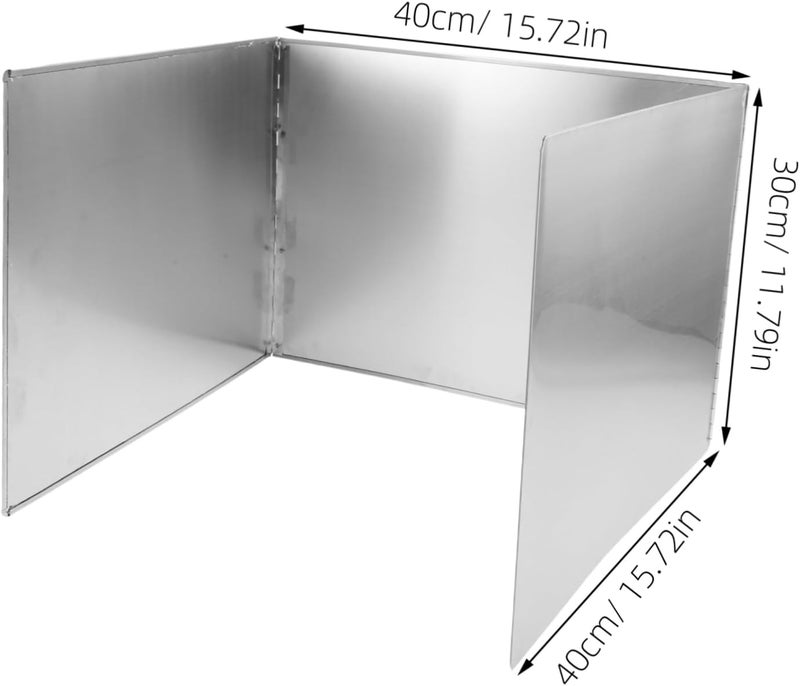 Shock rubber edge Healifty Kitchen Oil Baffle Splatter Guard Kitchen Grease Guard Metal Splatter Screen Stove Top Barrier Oil-splash Boards for Home Stainless Cook Barrier Oil Baffles Stainless Steel Silver Global trendy simple build - Image 2