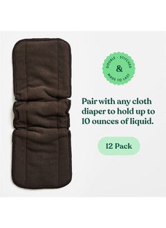 Naturally Nature Cloth Diaper Inserts, 4 Layer Charcoal Rayon Fleece, Pack of 12, Resuable, Washable Inserts for Cloth Diapers, Charcoal, Gussets  - Image 4
