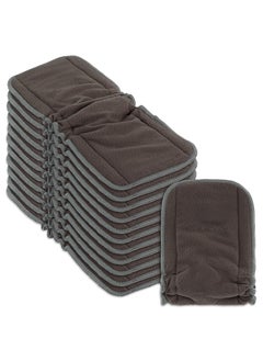 Naturally Nature Cloth Diaper Inserts, 4 Layer Charcoal Rayon Fleece, Pack of 12, Resuable, Washable Inserts for Cloth Diapers, Charcoal, Gussets  - Image 1