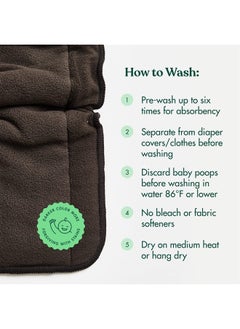 Naturally Nature Cloth Diaper Inserts, 4 Layer Charcoal Rayon Fleece, Pack of 12, Resuable, Washable Inserts for Cloth Diapers, Charcoal, Gussets  - Image 3