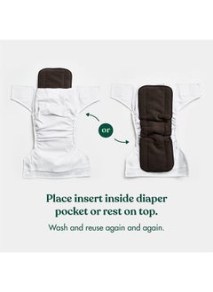 Naturally Nature Cloth Diaper Inserts, 4 Layer Charcoal Rayon Fleece, Pack of 12, Resuable, Washable Inserts for Cloth Diapers, Charcoal, Gussets  - Image 2