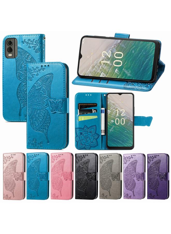 erorex Case For Nokia C32 Butterfly Love Flower Embossed Leather Phone Case - Image 5