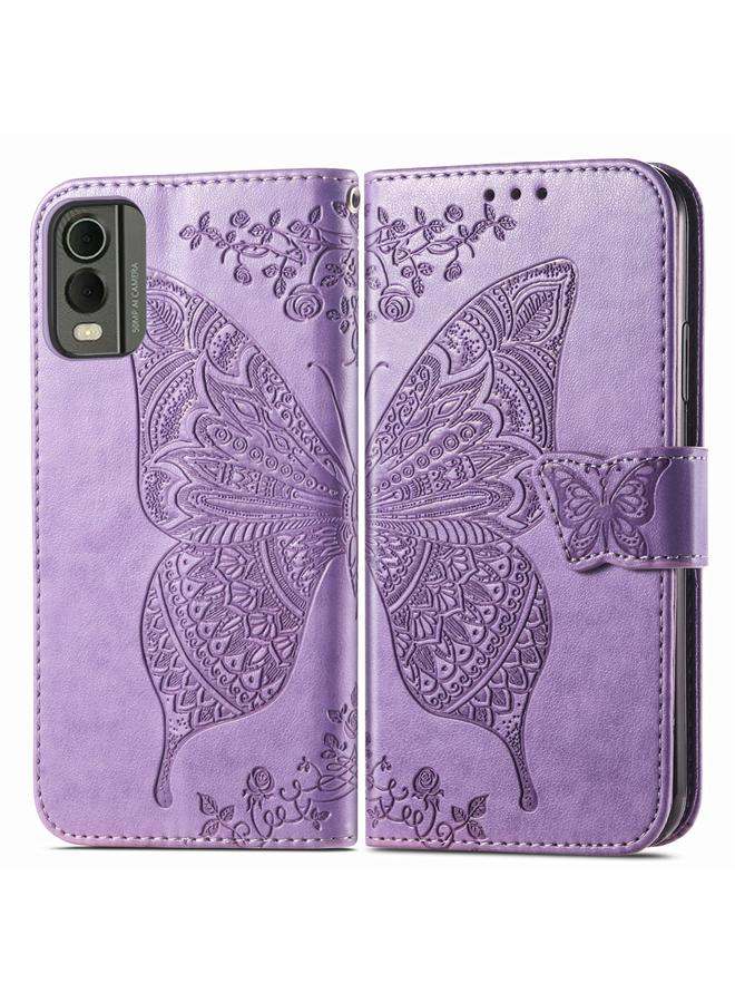 erorex Case For Nokia C32 Butterfly Love Flower Embossed Leather Phone Case - Image 2