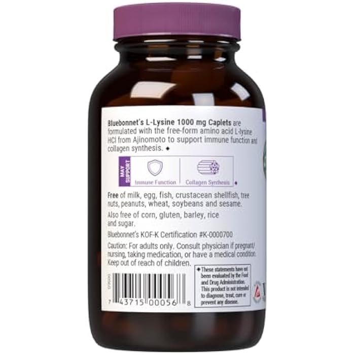 Bluebonnet L-Lysine 1000 mg Caplets, 50 Count - Image 3