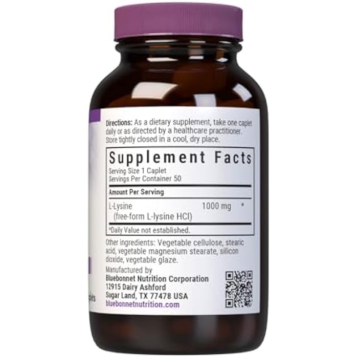 Bluebonnet L-Lysine 1000 mg Caplets, 50 Count - Image 2