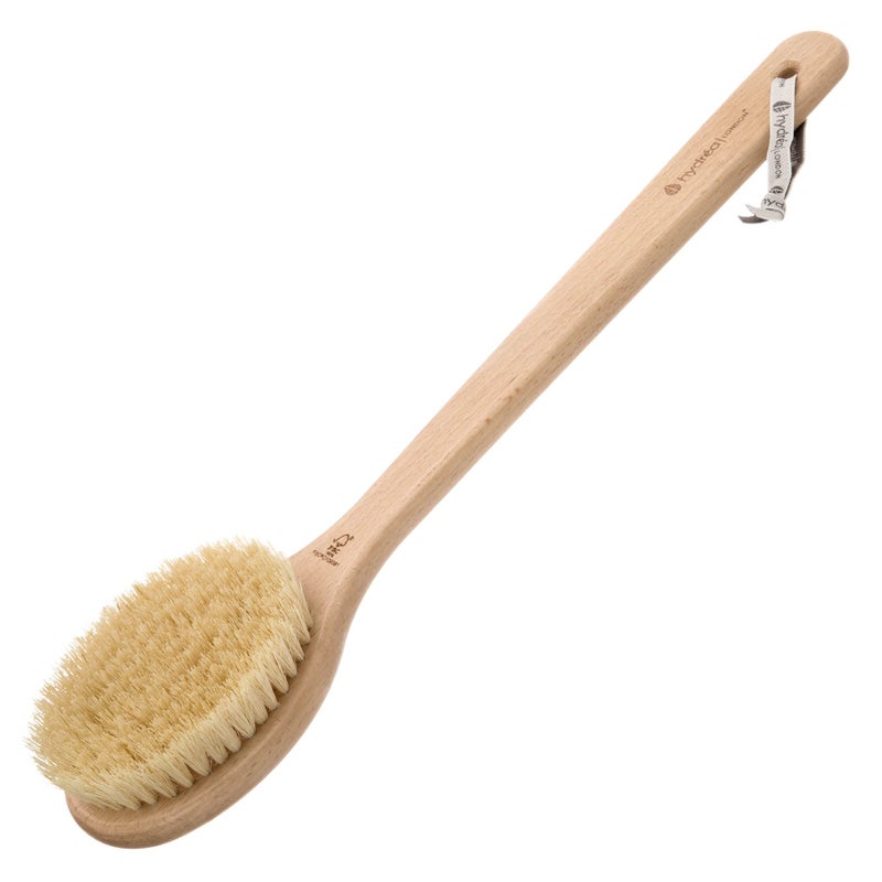 Hydrea London Dry Body Brush – Long Handled Exfoliating Dry Skin Brush with Vegan Cactus Bristle, Dry Brush Cellulite Remover, Exfoliating Body Scrubber, FSC® Certified Beechwood. - Image 1