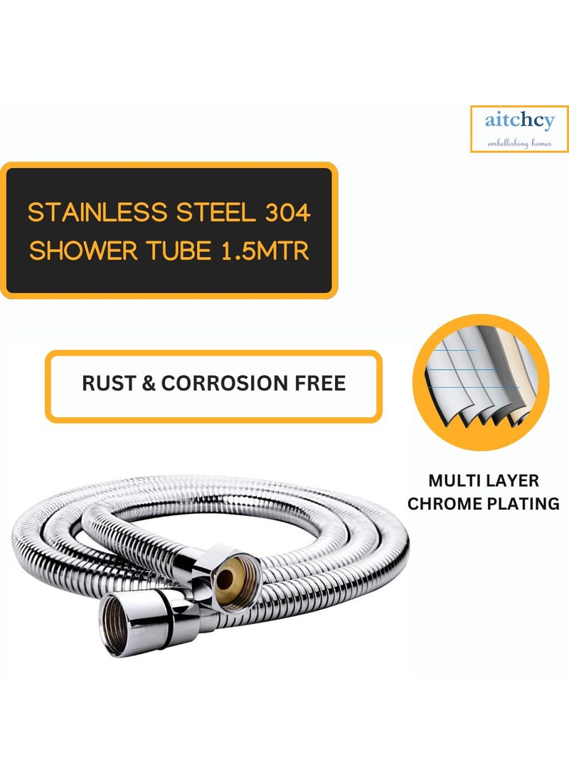 aitchcy Aitchcy Flexible SS304 Braided Shower Tube with Brass Nut Heavy Duty Health Faucet Hose Pipe Jet Spray Pipe AntiExplosion Rust Resistance Tangle Free Bidet Hose Pipe 15 Meter  - Image 2