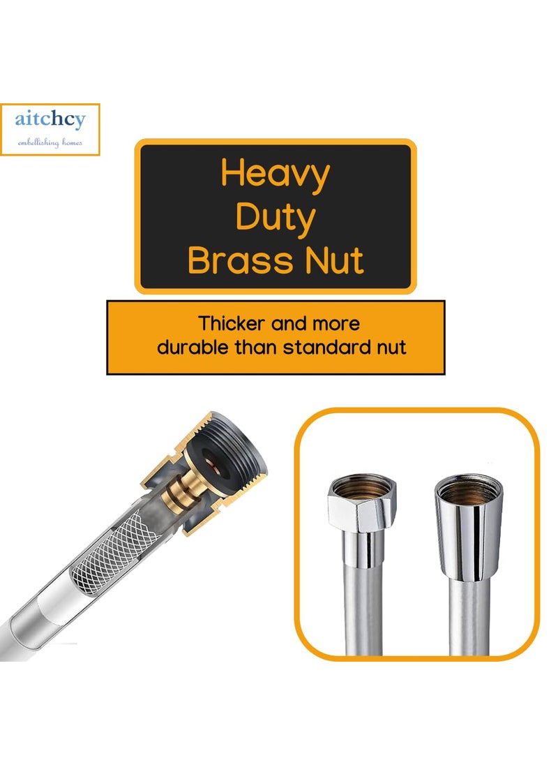 aitchcy Aitchcy Flexible SS304 Braided Shower Tube with Brass Nut Heavy Duty Health Faucet Hose Pipe Jet Spray Pipe AntiExplosion Rust Resistance Tangle Free Bidet Hose Pipe 15 Meter  - Image 4
