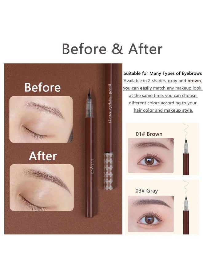 Domality 2 Colors Liquid Eyebrow Pencil Set With Hyper Sharp Tip Brush 2Pcs Long Lasting Natural Professional Fine Sketch Liquid Eye Brow Pen Gray & Brown - Image 4