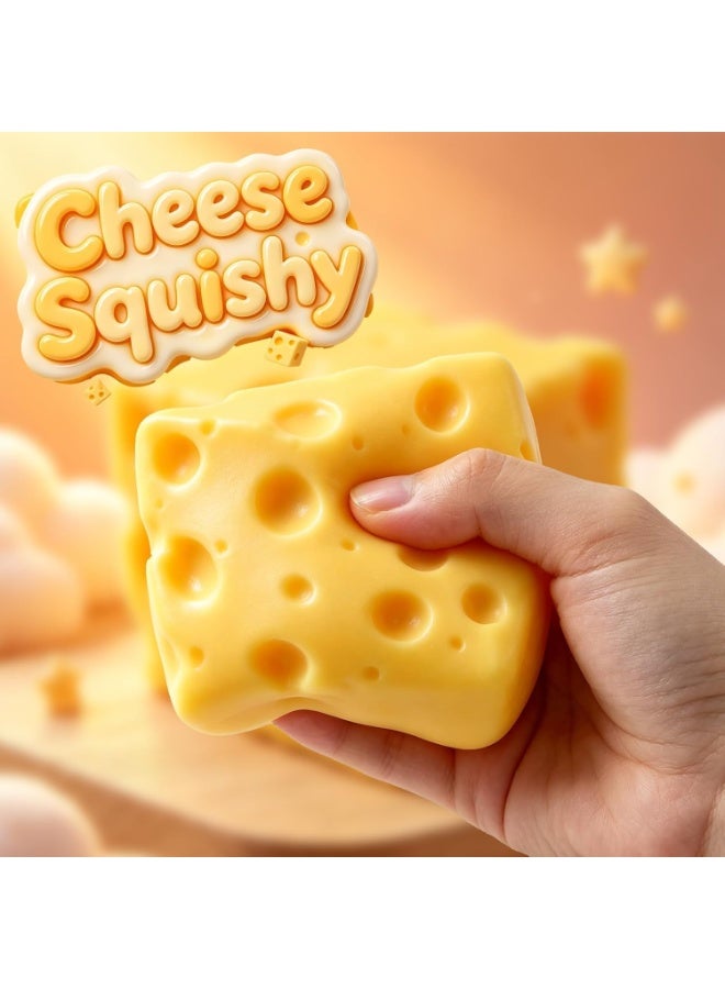 ATRJSZ Cheese Squishy Stress Relief Original Sensory Food Squishy Stress Relief Fidget Toy Stress Balls for Adults (Yellow-1PC) - Image 2