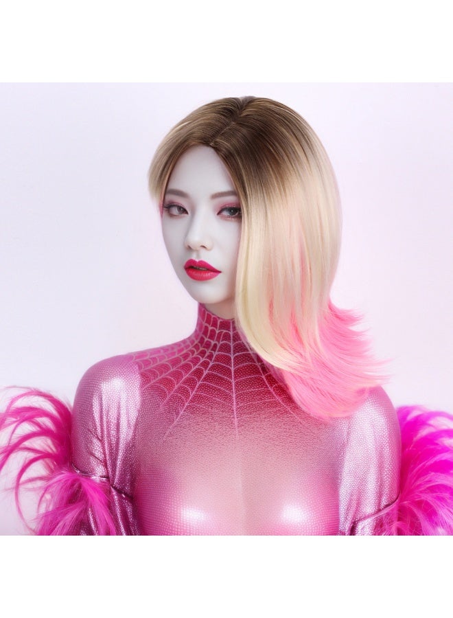 Spider-Gwen Cosplay Wig - Ombre Faux Scalp Top  - Image 1