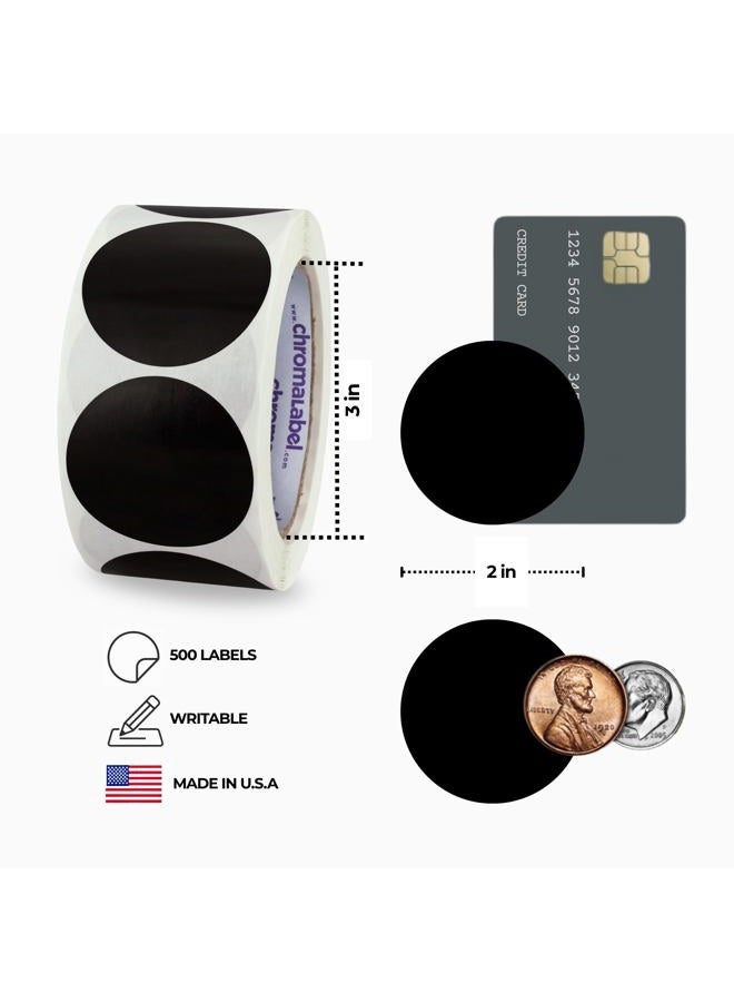 ChromaLabel 2 Inch Round Label Permanent Color Code Dot Stickers, 500 Labels per Roll, Black - Image 3