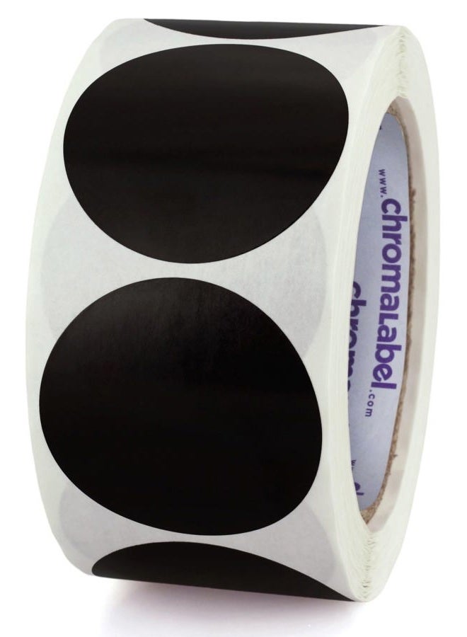 ChromaLabel 2 Inch Round Label Permanent Color Code Dot Stickers, 500 Labels per Roll, Black - Image 1
