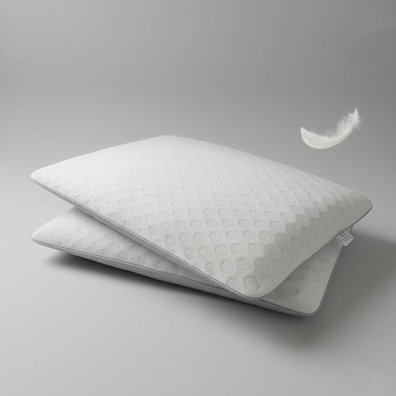 Dormyo Ultra Slim - Memory Foam Pillow for Sleeping - Ultra Thin for Neck Pain Relief - Thin Cervical for Neck Support - Thinnest Orthopedic Pack of 2, Flakes, 25.5" x 16.5" x 1" - Image 1