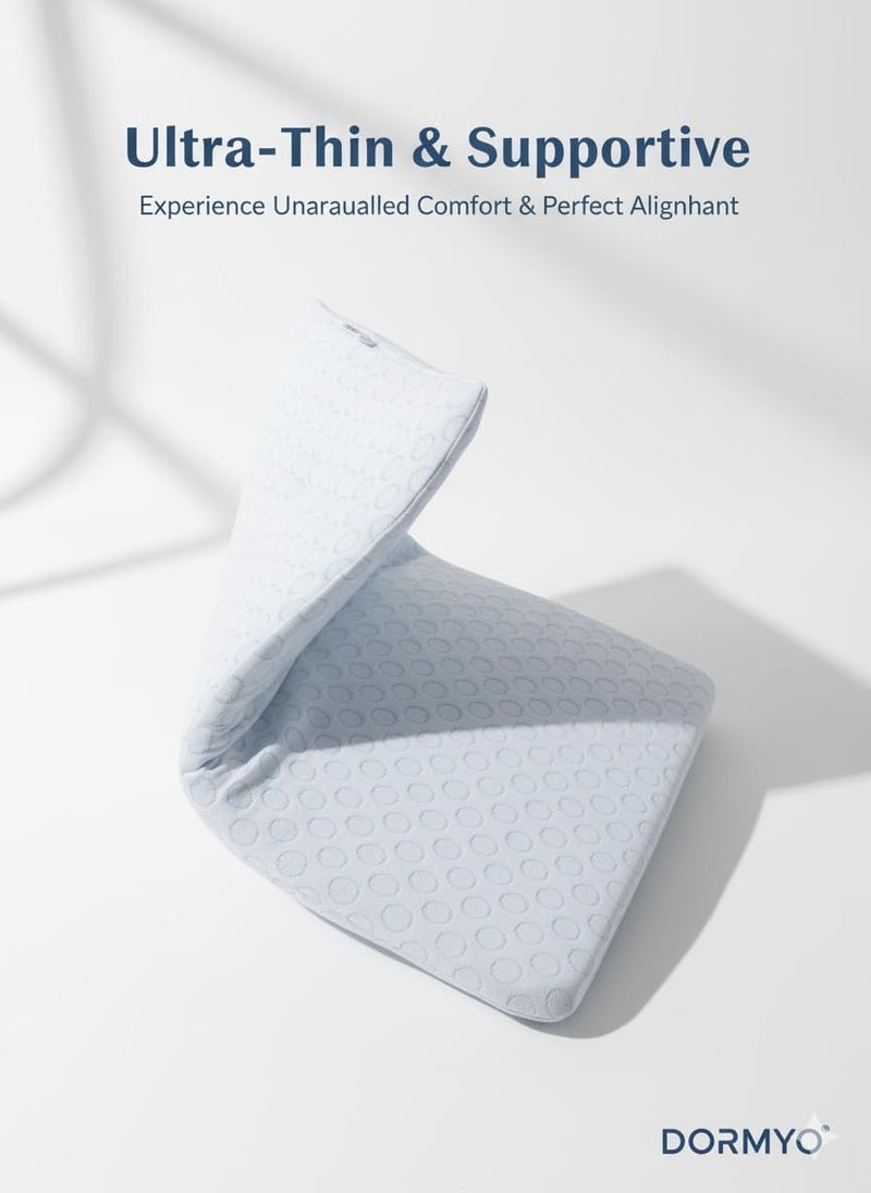 Dormyo Ultra Slim - Memory Foam Pillow for Sleeping - Ultra Thin for Neck Pain Relief - Thin Cervical for Neck Support - Thinnest Orthopedic Pack of 2, Flakes, 25.5" x 16.5" x 1" - Image 2