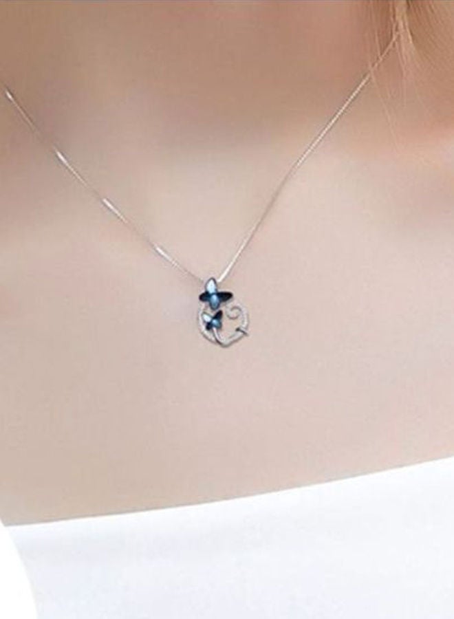 Crystal Studded Butterfly Shaped Pendent Necklace