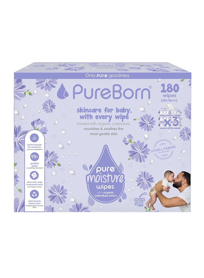 PureBorn Pure Moisture Baby Wipes With Organic Calendula Lotion - Image 1