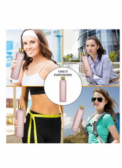 KASTWAVE Water Bottle with Time Marker, 32oz 1 Liter, BPA Free Frosted Plastic, Portable Reusable Fitness Sport  - Image 4