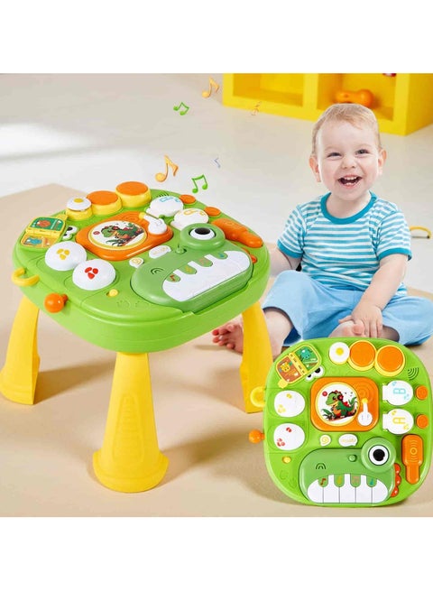 Baby Activity Table Toys 6+ Months, Dinosaur Learning Table Musical Toys, Educational Baby Activity Center,  Play Table for  1 2 3 Year Old Boys Girls