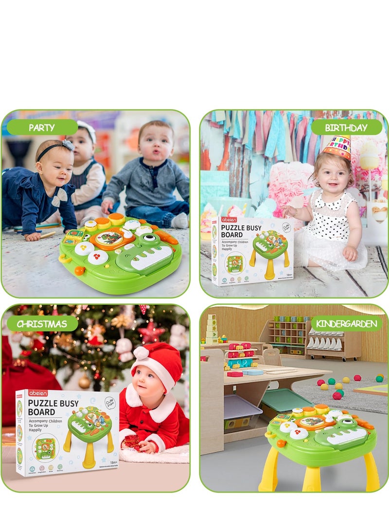 Baby Activity Table Toys 6+ Months, Dinosaur Learning Table Musical Toys, Educational Baby Activity Center,  Play Table for  1 2 3 Year Old Boys Girls