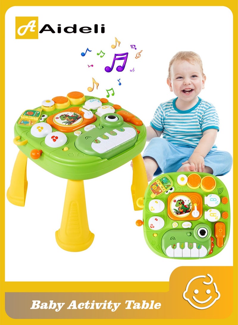 أديلي طاولة أطفال موسيقية تعليمية على شكل ديناصور - هدية للأولاد والبنات من سنة إلى 3 سنوات - Image 1