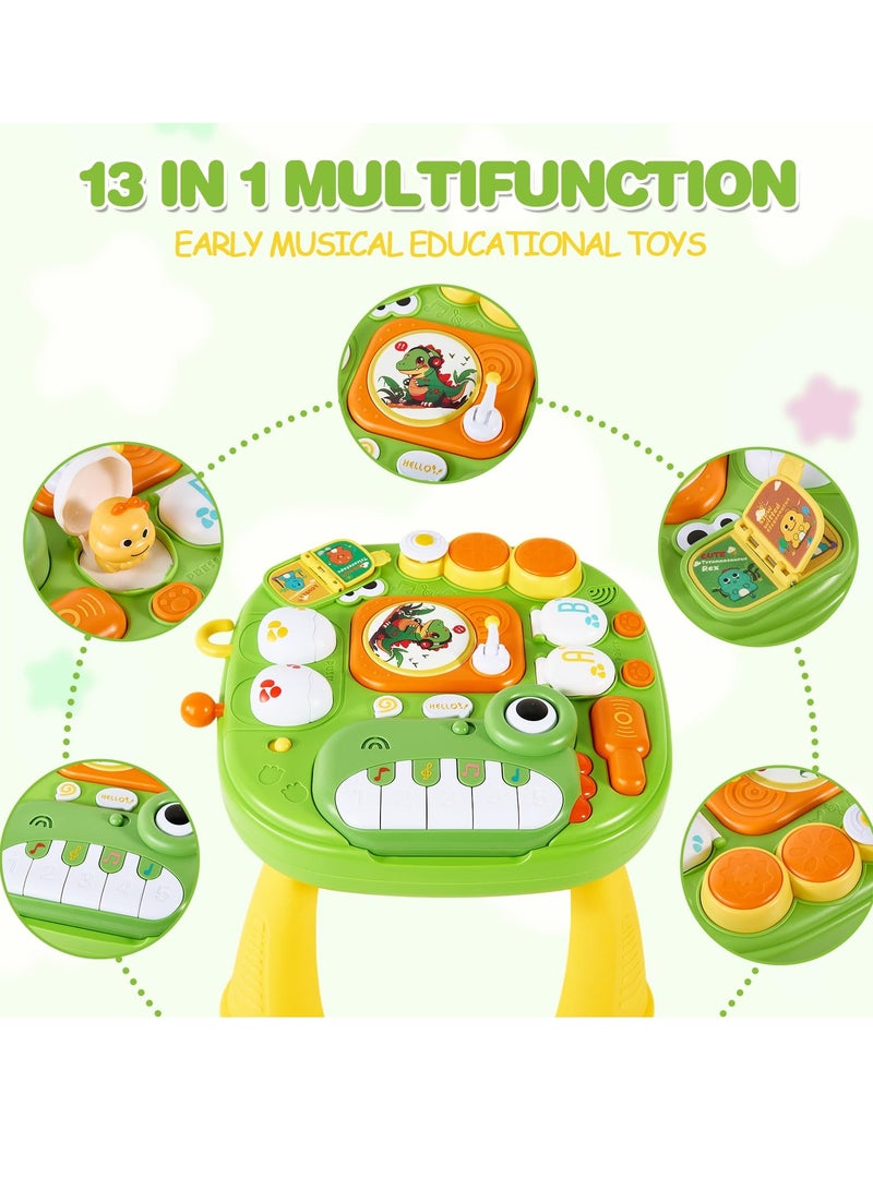أديلي طاولة أطفال موسيقية تعليمية على شكل ديناصور - هدية للأولاد والبنات من سنة إلى 3 سنوات - Image 2