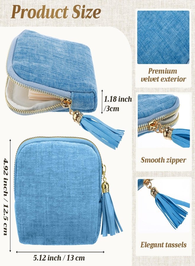 Hsei 5 Pack Small Travel Jewelry Case Bulk Small Jewelry Organizer for Women 6-layer Velvet Zipper Pouch Bag Bridesmaid Gifts for Bangles Link Bracelets Storage Protect - Image 3