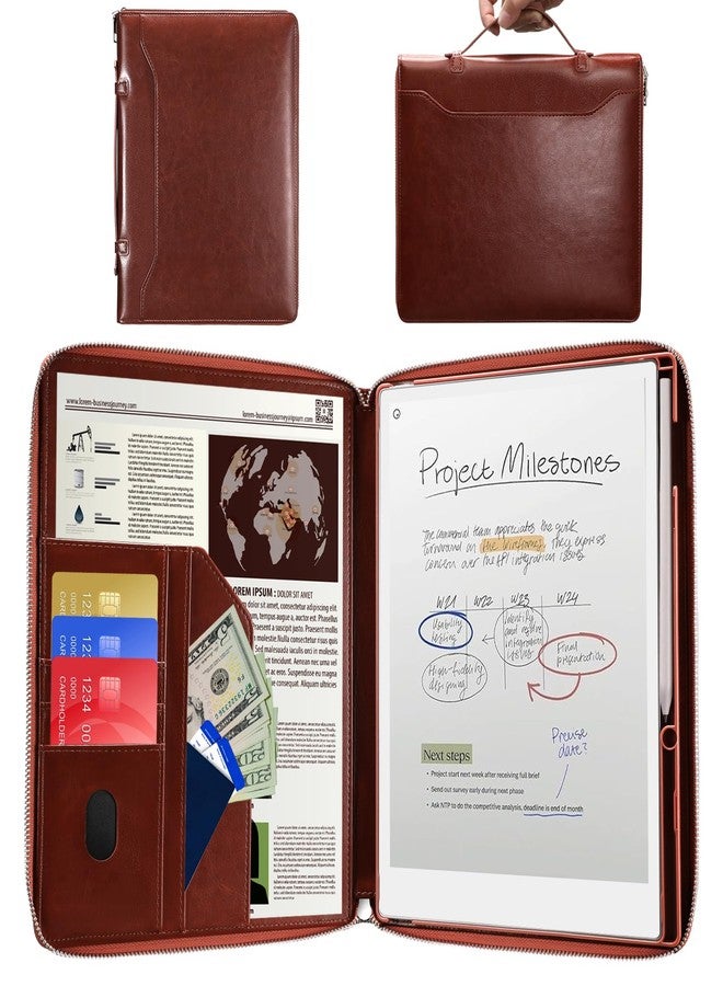 E NET-CASE Case for Remarkable Paper Pro Tablet 11.8 inch (2024 Released) - Business Handheld Design Upgraded PU Leather Cover for Remarkable Paper Pro Digital Paper with Zipper & Pen Holder (Brown) - Image 1