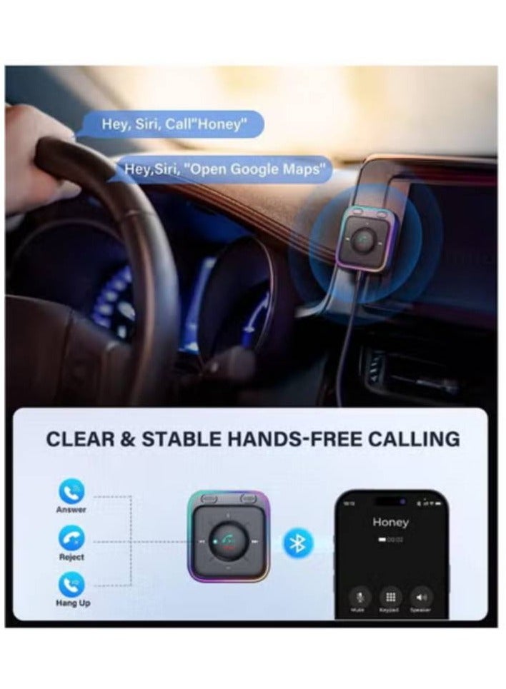 Car Bluetooth Aux Adapter with Dual Mics and Noise Cancellation, Bluetooth Aux Adapter Car Plug and Play, USB Aux Bluetooth 5.3 Receiver for Car Stereo Music Streaming and Hands-free Calls - Image 4