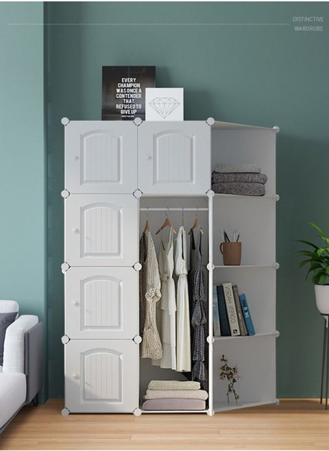 8-Cube Storage Cabinet Closet Portable Wardrobe Combination Armoire With Shelf For Home Space Saving